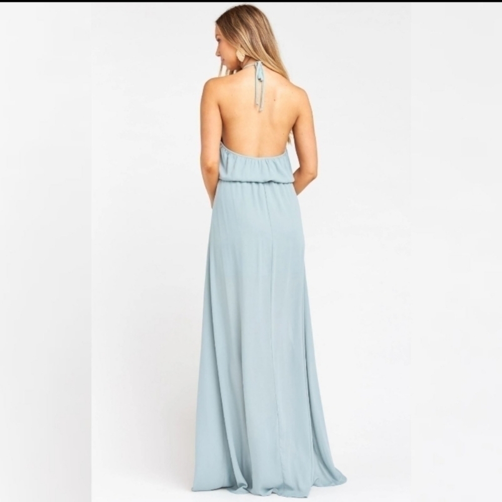 Show Me Your Mumu Heather Halter Maxi Dress Silver Sage Bridesmaid Wedding Small - Picture 11 of 16